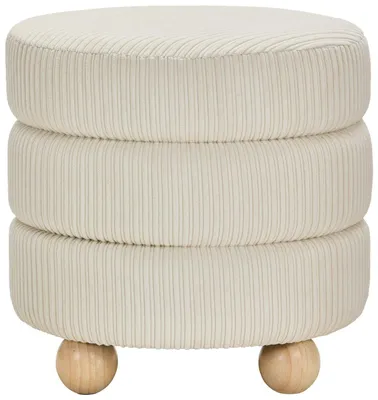 Produktbild von Hocker MOLLY Samt Creme, modernes Design, 42 cm breit, 42 cm hoch, 150 kg belastbar