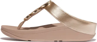 Produktbild von FitFlop Halo Bead-Circle Metallic Toe-Post Metallic Latte Beige Größe EU 42