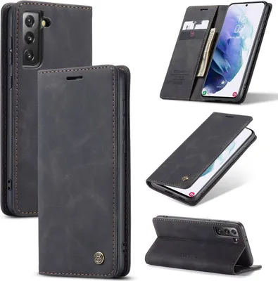 Produktbild von König Design Hülle kompatibel mit Samsung Galaxy S21 Plus Kunstleder Handyhülle - Handy Case Schwarz