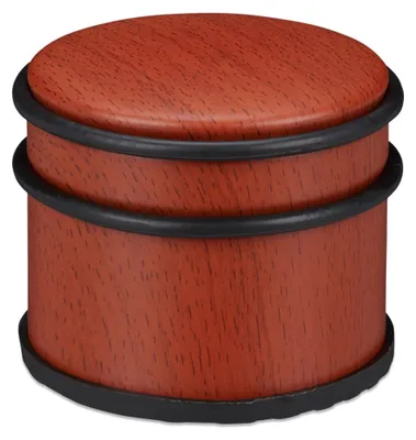 Produktbild von 4 x Türstopper, für schwere Türen & Fenster, Edelstahl & Gummi, Holzoptik, hoher Bodenpuffer, ∅ 9,5 cm, rotbraun
