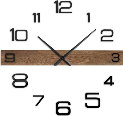 Obrázek produktu pro Velké dřevěné nástěnné hodiny s minimalistickým designem, tmavě hnědé HOPLOK 80 cm – černé ručičky