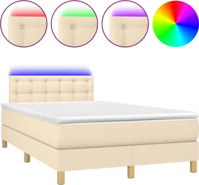 Produktbild von vidaXL Boxspringbett mit Matratze & LED Creme 120x200 cm Stoff