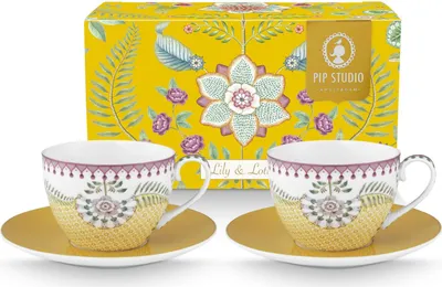 Produktbild von PIP STUDIO Lily&Lotus Yellow Tasse mit Untertasse 0,3l Set2