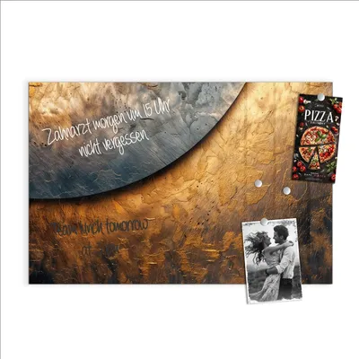 Produktbild von Magnettafel 60x40cm Pinnwand Whiteboard beschreibbar - Abstraktes Metall