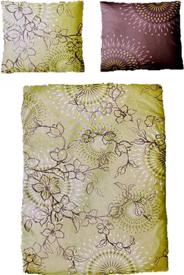 Produktbild von Hochwertige Feinbiber Bettwäsche Baumwolle Blumen Grün 135x200 80x80: 2tlg.