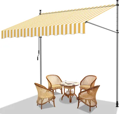 Produktbild von Aopunly Klemmmarkise Markise Balkon UV-beständig wasserdicht Gelb Weiß 200cm