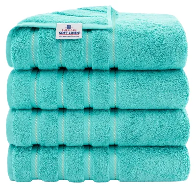 Zdjęcie produktu dla Zestaw czterech h ręczników do kąpieli American Soft Linen, wykonanych w 100% z bawełny, w stylu tureckim