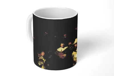 Produktbild von KitchenYeah® Tasse Kaffeetasse Kaffeebecher 350 ml Die Nachtwache - Gemälde von Rembrandt van Rijn Teetasse - Fototasse - Becher - Keramikbecher - Teebecher - Kaffeetasse - Bürotasse