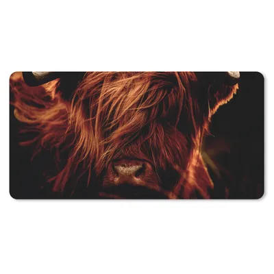 Produktbild von MuchoWow® Mauspad Mousepad Schottischer Highlander - Kuh - Hörner - Porträt - Tiere 60x30 cm - Mousepads - Maus Mat - Pad - Mausunterlage - Nachhaltig