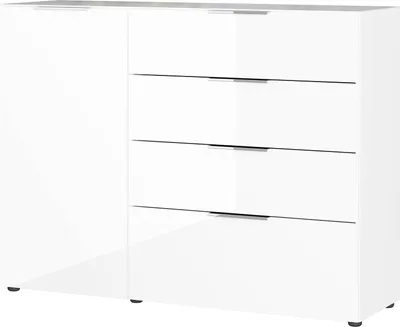 Produktbild von Sideboard - 134 x 102 cm - 1 Tür - 4 Schubladen - Weiß - Glas
