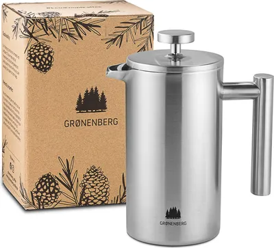 Produktbild von French Press 1L Edelstahl | Kaffeebereiter Kaffeepresse mit Thermo Effekt | Inkl. 3 Ersatzfilter