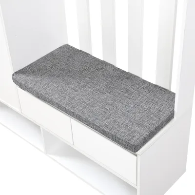 Produktbild von okwish Flurgarderobe mit gepolsterter Aufbewahrungsbank, multifunktionaler Flur-Schuhschrank mit Stecktafel, moderne Garderobe mit 4 Haken für Eingangsbereich, Waschküche, Weiß,H180/B100/T35 cm
