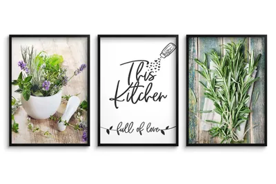 Produktbild von Poster Wandbilder Küchenkräuter 3 Teilig Poster Set 50x70 cm - ökologische Tinte, Wasserfest -  Poster für wohnzimmer, schlafzimmer