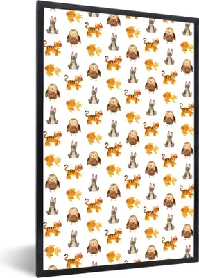 Produktbild von MuchoWow® MuchoWow® Gerahmtes Poster Tiere - Muster - Farben 60x90 cm - Poster mit zchwarzem Bilderrahmen - Kunst