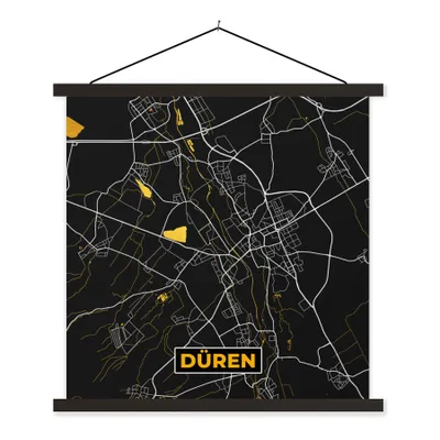 Produktbild von MuchoWow® Textilposter Düren - Karte - Gold - Stadtplan - Deutschland - Karte 60x60 cm mit schwarzem Rahmen - Posteraufhänger