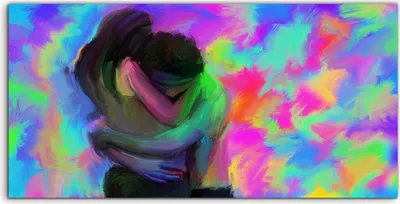 Produktbild von Coloray Canvas 140x70  Wandbild Leinwand Bilder Liebe Umarmungen Paar abstrakt