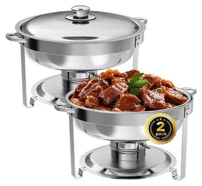 Buffet-Chafing-Dish-Set, 2 Stück, 5 QT, Edelstahl, rund