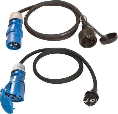 Produktbild von 2x Adapterleitung CEE 1,5m schwarz 230V 16A 3polig
