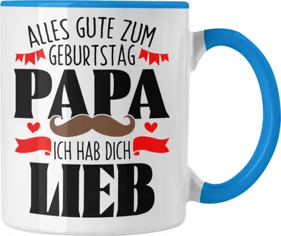 Produktbild von Trendation - Papa Geschenk Tasse Geburtstag Ich Hab Dich Lieb Vater Geschenkidee zum Geburtstag von Sohn Tochter (Blau)