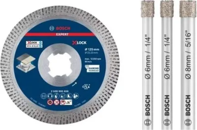 Obrázok produktu pre Súprava keramických kotúčov a vrtákov + značkovač – 5 kusov – BOSCH – 0615997678