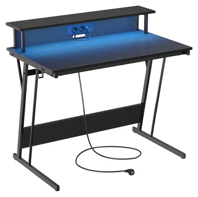 Immagine prodotto di Scrivania per computer con supporto per monitor – realizzata in pannello di particelle di legno e acciaio – dimensioni 60 x 120 x 76 cm – colore nero
