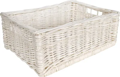 Produktbild von Creative Home Kleiner Weidenkorb Weiß Aufbewahrungskorb 40x30x16 cm | Korb Geflochten Naturkorb mit Griffen Aufbewahrung | Für Regal, Spielzeug, Bad