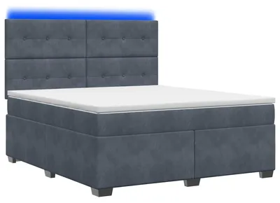 Image de vidaXL Lit boxspring avec matelas gris foncé 140 x 190 cm velours
