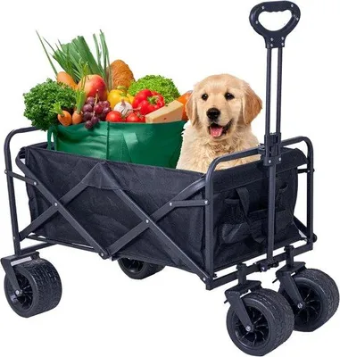Image de Poussette avec barre de poussée - Chariot de transport pliable - Transport d'enfants - Chariot à roulettes - Poussette avec roue arrière