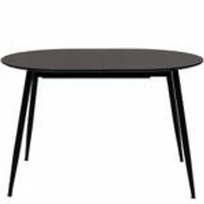 Produktbild von Esstisch Rodrigo ausziehbar 120-150-180 x 80 cm 4-10 Personen Ovaler Küchentisch mit Metallgestell für Küche, Esszimmer Holz Optik,Farbe:Schwarz