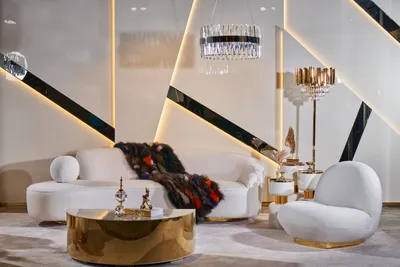 Immagine prodotto di Set di divani moderni Poltrona bianca a tre posti Tavolino elegante