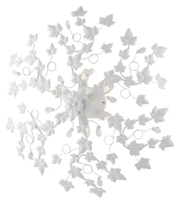 Produktbild von Edera - Deckenleuchte aus weiß lackiertem Eisen mit Shabby-Chic-Effekt-Dekoration und Kristall-Strasssteinen, 6 Lichter, H.22 - Ø80 - BL50-PL6-BCO
