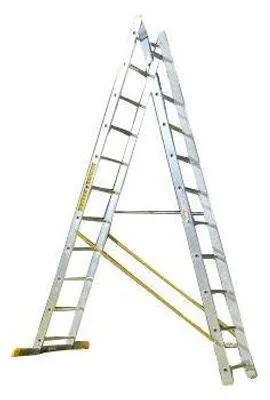 Produktbild von Trade Master Pro® 2-teilige Kombinationsleiter | All-in-One-Leiter, Doppelstufenleiter | Aluminium | Rutschfeste Stabilisierungsstange | Tragkraft: 150 kg | EN131 Pro- | Größe: 2 x 13