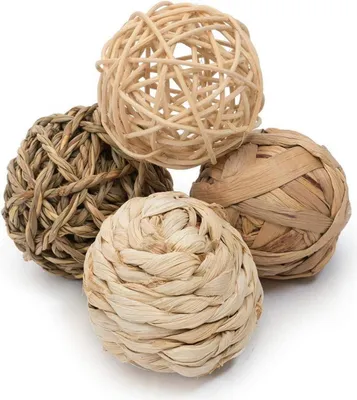 Produktbild von Natürliche Kauspielzeug für Kleintiere 4er Set - Maiskolben, Seegras, Wasserschilf, Rattan