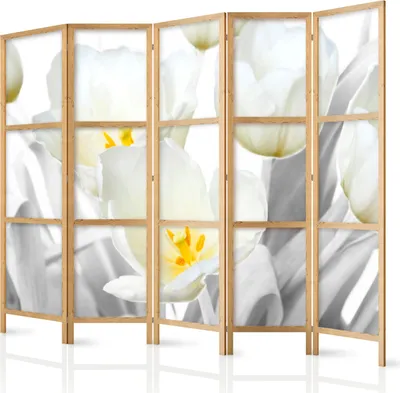 Obrázok produktu pre Japonský paraván 225x172 cm 5-dielny biely