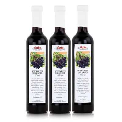 Produktbild von Darbo Schwarzer Holunder Sirup 500ml - Cocktails Kaffeesirup (3er Pack)