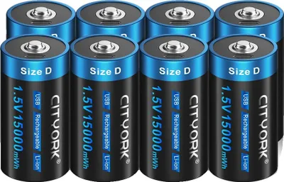 Produktbild von Wiederaufladbare D-Größe Batterie, USB-wiederaufladbar, Li-Ion-Technologie, Gelb
