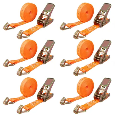 Image de Lot de 6 sangles de fixation avec cliquet et crochet, 5 m x 25 mm