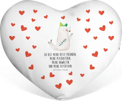 Produktbild von Mr. & Mrs. Panda Sofakissen Robbe Sherlock - Weiß - Geschenk, Kissen Herz, Lustige Sprüche, Kuschelkissen, dekoartikel, Dekokissen