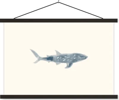 Produktbild von MuchoWow® Textilposter Fisch - Meer - Aquarell 150x100 cm mit schwarzem Rahmen - Schlafzimmer