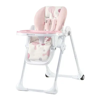 Produktbild von Kinderkraft YUMMY Zusammenklappbarer Kinderhochstuhl - 7-stufig höhenverstellbar - 3-stufig Rückenlehne - Abnehmbares Tablett - 5-Punkt-Gurt - Rosa
