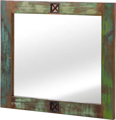 Image de MASSIVMOEBEL24 | Miroir vertical 100x88cm - Bois recyclé laqué (Multicolore) - NATURE OF SPIRIT #50