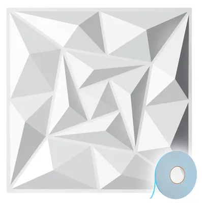 Obrázok produktu pre Eikuavons 3D nástenné panely, biela farba, 30x30 cm, vírivá štruktúra, PVC, samolepiace, vnútorná dekorácia stien