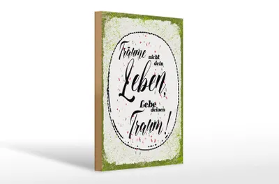 Produktbild von Holzschild  träume nicht dein Leben lebe Traum, 30x20 cm, Holzschilder Spruch Glück Weisheit