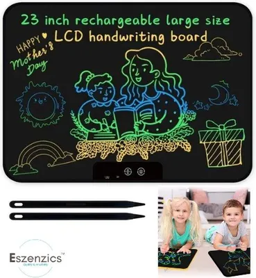 Produktbild von Großes digitales Zeichenpult - XXL-Größe - 58cm - Kristallklar - Oplaadbar - Drukgefühliges Zeichnen - LCD-Farbschirm - für Kinder