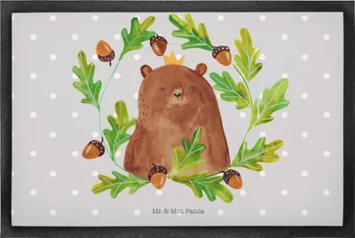Produktbild von Mr. & Mrs. Panda fußmatte Bär König 50 x 75 cm - Grau Pastell - Geschenk, Teddy, Schmutzmatte, Papa, Bodenvorleger, Schmutzfangmatte, Vatertag, Daddy, Dad, Abtreter