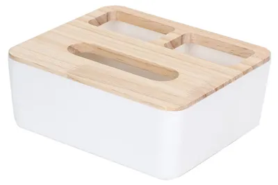 Zdjęcie produktu dla Wielofunkcyjny stojak na papier do biurka z pokrywą, idealny do domu i biura (pudełko na chusteczki z trzema przegrodami)