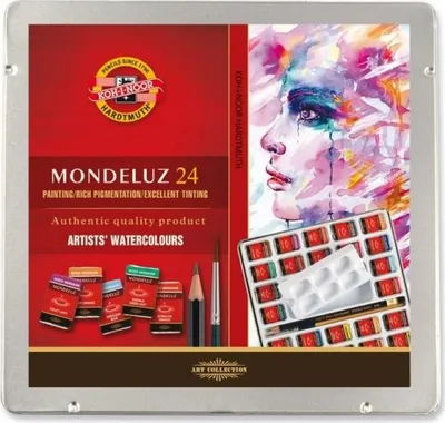 Obrázok produktu pre Koh-i-noor MONDELUZ sada akvarelových farieb 24ks v plechovej krabičke