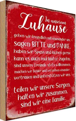 Produktbild von vianmo Holzschild 30x20 cm Zuhause sind wir eine Familie Geschenk