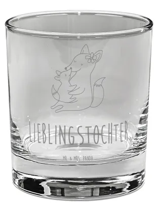 Produktbild von Mr. & Mrs. Panda Tumbler Fuchs Mama - Transparent - Geschenk, gravur glas, Schoß, Familie, Cocktailglas, Mutter, Umarmen, für Gin, Trinkglas