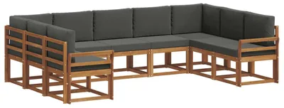 Produktbild von vidaXL Outdoor-Sofagarnitur mit Kissen 9 pcs Natur und Anthrazit